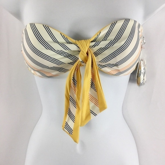 O’neill Classic Mika Stripe Knot Bandeau Style Bikini Top Size XS NWT - Picture 4 of 8